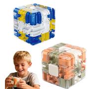 3D Large Labyrinth Puzzle Maze Cube-Engaging Brain Teaser Toy, 3D Maze Cube Puzzle,Improve Spatial Recognition and Cultivate Logical Thinking (Orange&Blue)