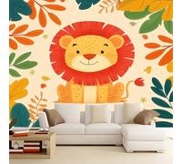 3D Large Poster Wall Mural Cartoon Lion Leaf 200x140 cm Non-Woven Photo Wallpapers, Modern Home Deco Wallpapers for Living Room Bedroom Sofa Backdrop Murals