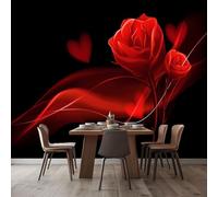 3D Large Poster Wall Mural Red Heart Roses 200x140 cm Non-Woven Photo Wallpapers, Modern Home Deco Wallpapers for Living Room Bedroom Sofa Backdrop Murals