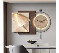 3D Large Sandstone Decorative Wall Clock Decorative Silent Wall Clock With Pendulum Creative Design Silent and Tick-Free Suitable for Living Rooms and Bedrooms Brown-A 80x80cm/31.5x31.5in