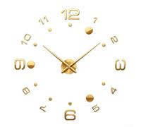3D Large Wall Clock Modern DIY Frameless Acrylic Silent Decor For Living Room Bedroom Office For Hotel Home Decoration Adjustable Size 20-40cm Black Gold Silver(gold)