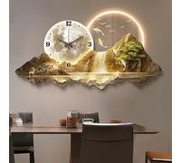 3D Large Wall Clock with LED Light, Creative Silent Design, Panoramic Landscape Art for Bedroom, Living Room, Office, Modern Wall Decor, 39.5 x 19.7 in