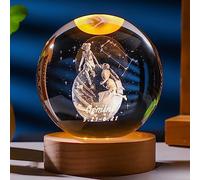 3D Laser Engraved Crystal Ball 80 mm Zodiac Crystal Ball with Solid Wood Stand Gift Box Home Decorative Accessories Creative Gifts (Gemini)