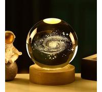 3D Laser Engraved Crystal Ball Decor, Multiple Designs,USB-Powered with Warm Yellow Lighting, Home Room Decor Led Night Lamp, for Gifts & Home (Milky Way)