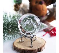 3D Laser Engraved Lovely Dolphin Crystal Ball - 60mm Glass Sphere with Stand, Paperweight Gift for Women & Dolphin Lovers