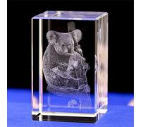 3D Laser Etched Crystal Koala Bear Figurine - Stunning Glass Animal Sculpture & Decorative Art Piece Boxed Koala Ornament (50x50x80mm)