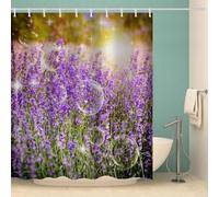3D Lavender Shower Curtain Purple Flowers Shower Curtains Mould Proof Resistant Waterproof Polyester Fabric Bathroom Curtains 120 x 200 cm Bath Curtain for Wet Rooms C-2972