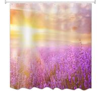 3D Lavender Shower Curtain Sunset Landscape Shower Curtains Mould Proof Resistant Waterproof Polyester Fabric Bathroom Curtains 180 x 200 cm Bath Curtain for Wet Rooms C-3126