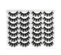 3D Layer False Eyelashes Natural Slim Long Thick Eyelashes 14 Pairs NHr233 (Black, One Size)