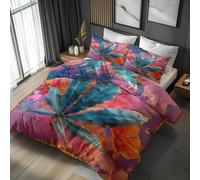 3D Leaf Floral Duvet Cover Sets Super-king Cannabis Bedding Duvet Cover Set 3 Piece, 3D Leaf Floral Bedroom Decor Bed Set & Gift Super Soft Microfibre With 2 Pillowcase, No Comforter, LS6556