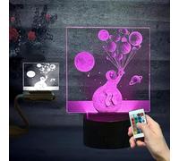 3D LED 16 Colors Auto Gradient Night Light Astronaut Planet Star Moon Universe Atmosphere Illusion Bedside Lamp Acrylic and ABS Base with Remote Control Decorating Room Children Holiday Birthday Gifts