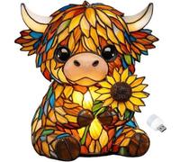 3D Led Animal Night Light Sunflower Highland Cow Table Lamp Decor