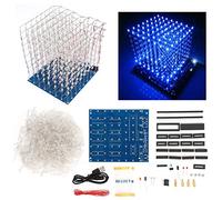 3D Led Cube Light DIY Kit, Lamp Squared LED 8x8x8 Electronic Toy for Children Teenagers Learning Gift(Blue)
