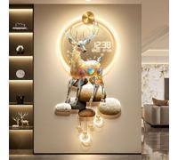 3D LED Decorative Wall Clock with Pendulum, Modern Silent Clock, Large Art Wall Hanging for Living Room, Kitchen, Bedroom, Entryway or Office Decor