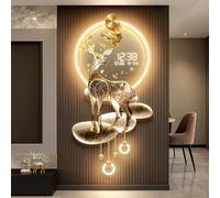 3D LED Decorative Wall Clock with Pendulum, Modern Silent Clock, Large Art Wall Hanging for Living Room, Kitchen, Bedroom, Entryway or Office Decor