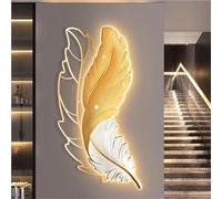 3D LED Feather Wall Art - Metal Decor with LED Lights for Living Room, Bedroom, Office - Aesthetic Wall Hanging - 100 x 50cm