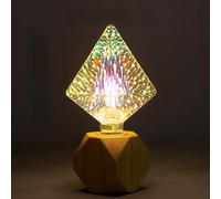 3D LED Firework Light Bulbs Without a lamp holder, Vintage Edison Bulbs with Star, Heart, Christmas Tree, Color Changing Decorative Bulbs for E27 Socket, Party,Festival Decor (pointed drill)