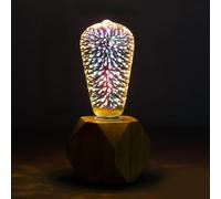 3D LED Firework Light Bulbs Without base,Vintage Edison Bulbs with Star, Heart, Christmas Tree, Globe Shapes, Color Changing Decorative Bulbs for E27 Socket, Party,Festival Decor (teardrop-shaped)