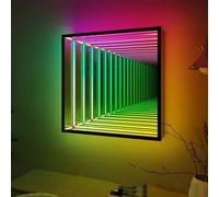 3D LED Infinity Mirror Tunnel Lamp, Single-Sided Sensory Night Light, RGB Color Changing Wall Art for Home, Desk, Party Decoration