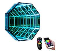 3D LED Infinity Tunnel Mirror Light Illusion Mirror Lamp Rainbow Wall Lamp with Music Sync, Remote Control & Multicolor Effects for Bedroom, Office, Or Gift A-30cm/11.8"