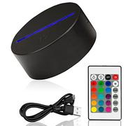 3D LED Light Base Night Light Lamp Base or Build Yourself Includes Remote Control USB Cable 3D Illusion Lamp 7 Colours As Decorative Light for Bedroom Children's Room Living Room Advertising