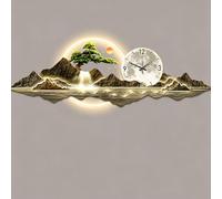 3D LED Wall Art Clock - Featuring Double-Layer Acrylic Engraving and Crystal Porcelain Craftsmanship; A Large-Scale Modern Luminous Wall Clock, Suitable for Indoor Use. (Brown1 180 * 60cm/70.9