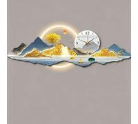 3D LED Wall Art Clock - Featuring Double-Layer Acrylic Engraving and Crystal Porcelain Craftsmanship; A Large-Scale Modern Luminous Wall Clock, Suitable for Indoor Use. (Blue4 120 * 40cm/47.2*