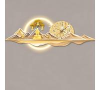 3D LED Wall Art Clock - Featuring Double-Layer Acrylic Engraving and Crystal Porcelain Craftsmanship; A Large-Scale Modern Luminous Wall Clock, Suitable for Indoor Use. (Gold2 180 * 60cm/70.9*
