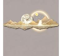 3D LED Wall Art Clock - Featuring Double-Layer Acrylic Engraving and Crystal Porcelain Craftsmanship; A Large-Scale Modern Luminous Wall Clock, Suitable for Indoor Use. (Gold 105 * 35/41.3 * 13.