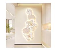 3D LED Wall Art Decor, Modern Crystal Porcelain Wall Sculpture with Flowers & Butterfly, Lighted Wall Decor for Living Room Bedroom Entryway, Waterproof