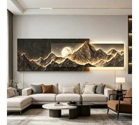 3D LED Wall Art Decor Sandstone Frameless Frosted Craft, Mountain Waterscape Wall Mural with Stereoscopic 3D Vision for Modern Light Luxury Living Room Sofa Background