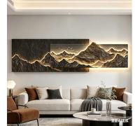 3D LED Wall Art Decor Sandstone Frameless Frosted Craft, Mountain Waterscape Wall Mural with Stereoscopic 3D Vision for Modern Light Luxury Living Room Sofa Background