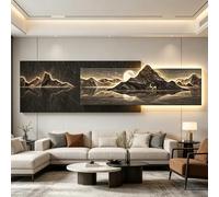 3D LED Wall Art Decor Sandstone Frameless Frosted Craft, Mountain Waterscape Wall Mural with Stereoscopic 3D Vision for Modern Light Luxury Living Room Sofa Background