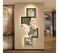 3D LED Wall Art Decor with Lights, Large Flower Butterfly Wall Art for Bedroom Hallway Living Room