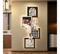 3D LED Wall Art Decor with Lights, Large Flower Butterfly Wall Art for Bedroom Hallway Living Room