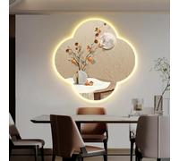3D LED Wall Art Light, New Chinese Style Wall Sculpture Painting Decoration, Crystal Porcelain Painting, Chinese Paintings for Home Entrance, Hallway, Bedroom(A,19.69 * 19.69in)