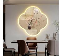 3D LED Wall Art Light, New Chinese Style Wall Sculpture Painting Decoration, Crystal Porcelain Painting, Chinese Paintings for Home Entrance, Hallway, Bedroom(B,27.56 * 27.56in)