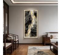 3D LED Wall Art, Nine Koi Fish Mountain Wall Sculpture with Warm Glow, Textured Crystal Porcelain Decor for Living Room Entryway