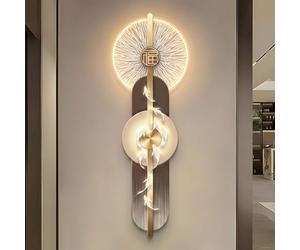 3D LED Wall Art with Remote Control, Dimmable Koi Fish Sculpture Lamp, Modern Chinese Feng Shui Decor for Living Room and Entryway, 70.9x23.6in
