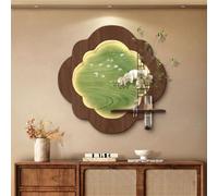 3D LED Wall Art with Remote Dimmable Light, Zen Bamboo and Bird Sandstone Mural, Chinese Style Decor for Living Room, Entryway, Dining Room, Faux Plant, 47.2in