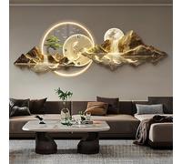 3D LED Wall Clock, Modern Chinese Style Landscape Luminous Wall Decoration, Silent Clock Without Ticking, Crystal Porcelain Craftsmanship, Suitable For Living Room And Bedroom. (A 150 * 50cm/5