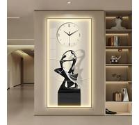 3D LED Wall Clock - Silent Battery Operated Decorative Clock, Easy to Read Unique Design for Bedroom, Living Room, Stylish Home Decor, 15 x 31 in