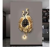 3D LED Wall Decor, Wall Mounted Art, Silent Quartz Clock, Large Peacock Accent Piece for Living Room, Bedroom, Entryway