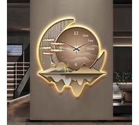 3D LED Wall Lamp, Modern Art Deco Lighting with Minimalist Wall Clock Design, Home Decor for Oriental and Traditional Chinese Style Interiors(B,50 * 41CM)