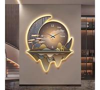 3D LED Wall Lamp, Modern Art Deco Lighting with Minimalist Wall Clock Design, Home Decor for Oriental and Traditional Chinese Style Interiors(A,50 * 41CM)