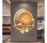 3D LED Wall Lamp, Modern Art Deco Lighting with Minimalist Wall Clock Design, Home Decor for Oriental and Traditional Chinese Style Interiors(C,50 * 41CM)