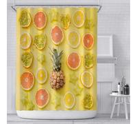 3D Lemon Shower Curtain, Pineapple Bathroom Curtain Polyester Fabric Waterproof Shower Curtains, Shower Curtain Mould Proof with 8 Hooks, 90x180cm 5771-FG