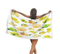 3D Lemon Yellow Beach Towel Large Microfiber Soft Quick Dry for Adults, Simple Bath Towel Lightweight Soft Absorbent for Travel Swimming Pool Sports, 180 x 90 cm