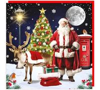 3D Lenticular Holographic Festive Fun Keepsake Single Christmas Card - Made in The UK - Eco-Friendly - Premium Board - 160 x 160mm (Santa & Reindeer)