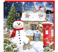 3D Lenticular Holographic Festive Fun Keepsake Single Christmas Card - Made in The UK - Eco-Friendly - Premium Board - 160 x 160mm (Snowman Friends)